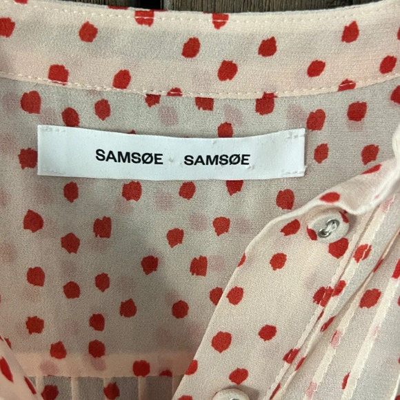 Samsoe Elm Shirt Dress in Pearl Drops Midi Pink Polka Dot Size Medium EUC - Picture 6 of 12